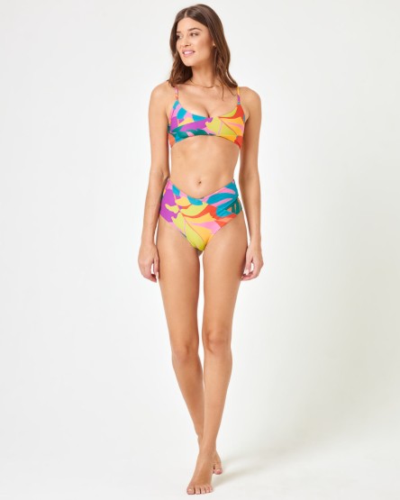 Printed High Tide Bikini Top